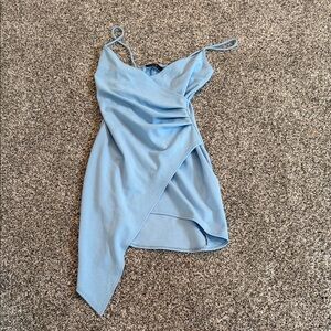 Light Blue Asymmetrical Slip Dress - Women
